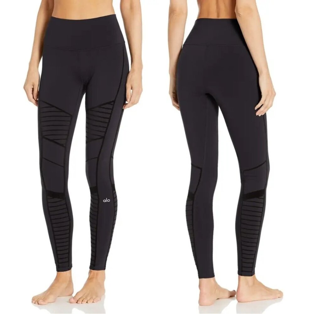 Alo Yoga Flocked Velvet High Waist Moto Leggings